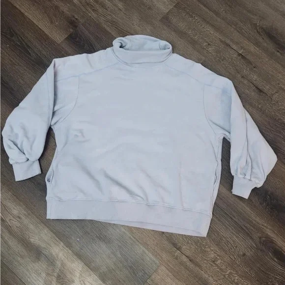 Nap Loungewear Boxy Turtleneck Sweatshirt Women Blue Oversized Long Sleeve Large - Picture 4 of 9